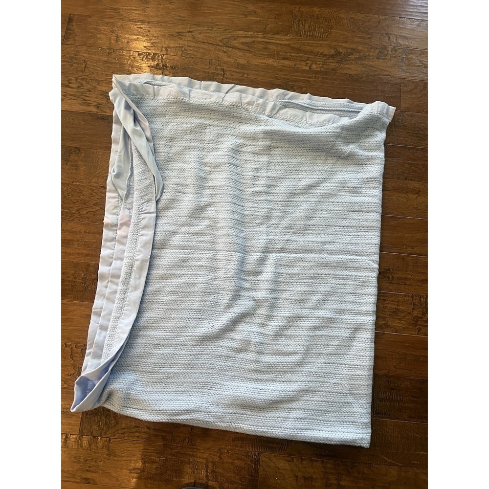 Vintage Tennessee Woolen Mills Blue Acrylic Woven Satin Trim Blanket USA 86 X 69